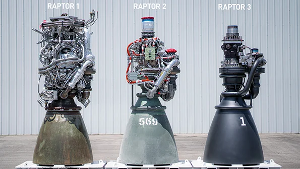 猛禽(Raptor)发动机三代演进 V1 → V3 · 图源:原文 / SpaceX