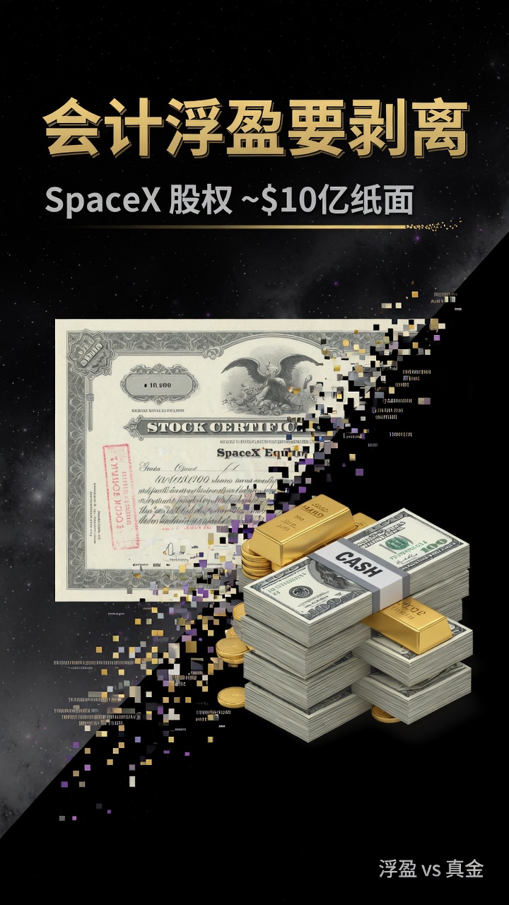 SpaceX 浮盈：大约六七成净利润是纸面